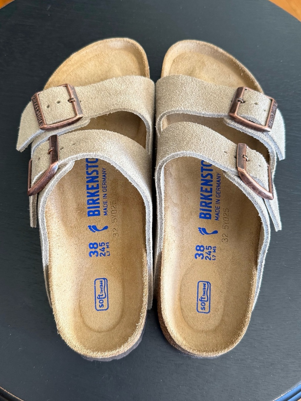 Birkenstock Women's Arizona Soft Footbed Slide Sandals - Taupe Suede